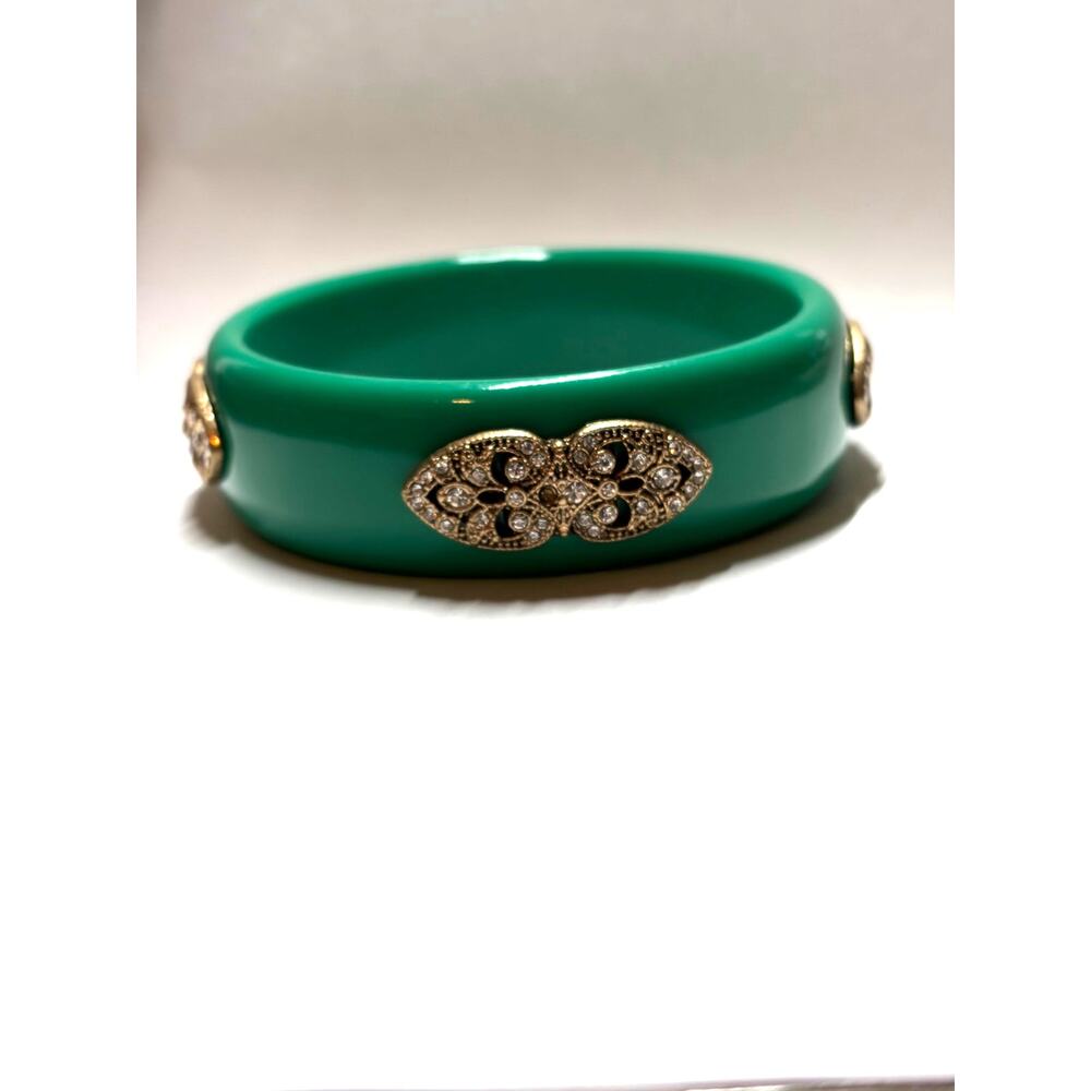 Premier Designs Bangle Chunky Roaring Chic Retired Bracelet Green Bling